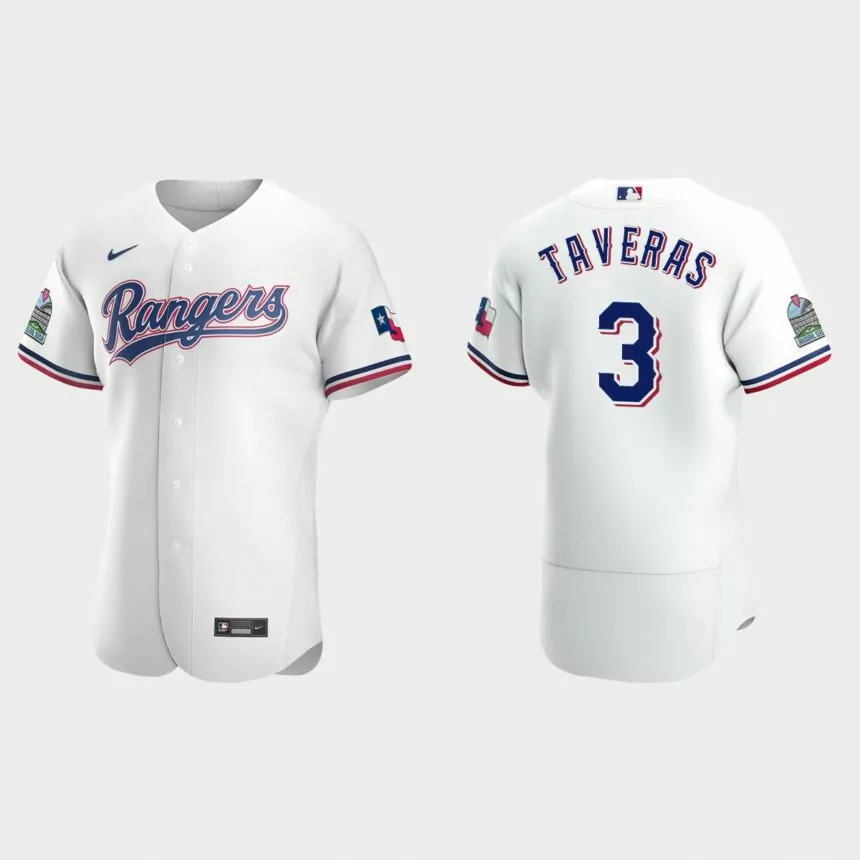 Leody Taveras #3 Texas Rangers Authentic Home Jersey – White