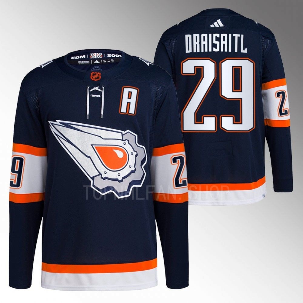 Leon Draisaitl 2022 Edmonton Oilers Navy Reverse Retro 2.0 Authentic Primegreen Jersey
