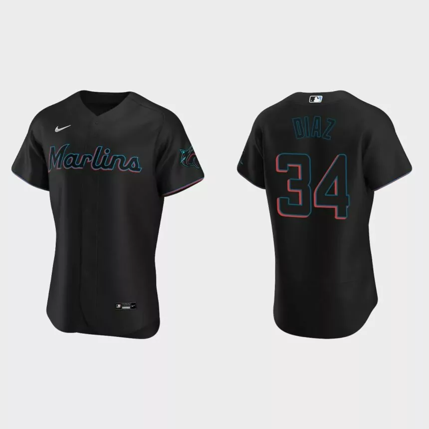 Lewin Diaz Miami Marlins Authentic Alternate Jersey – Black