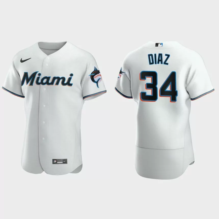 Lewin Diaz Miami Marlins Authentic Home Jersey – White