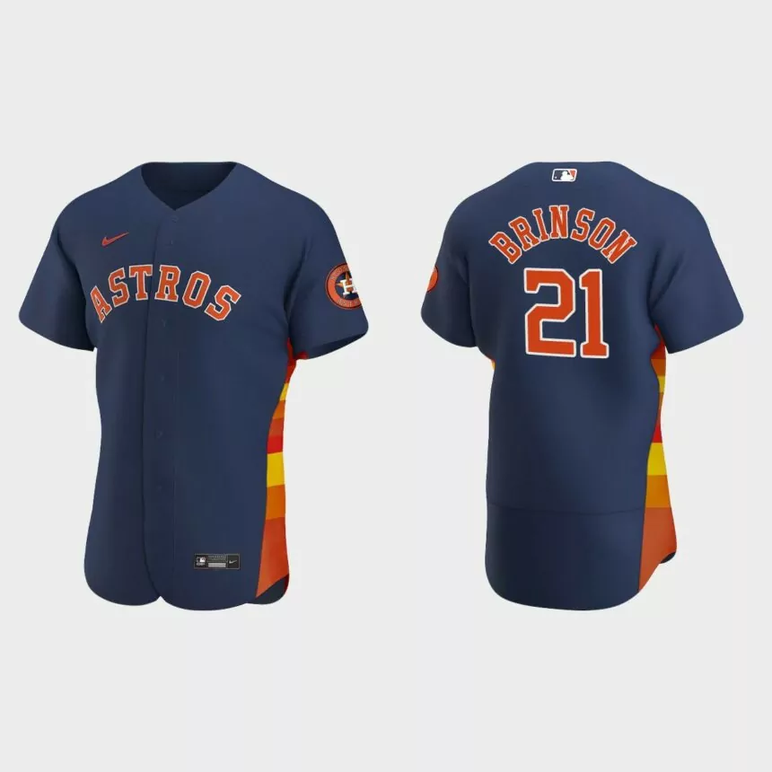 Lewis Brinson Houston Astros Authentic Alternate Jersey – Navy