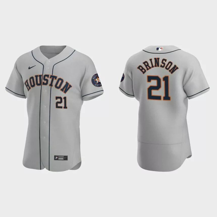 Lewis Brinson Houston Astros Authentic Road Jersey – Gray