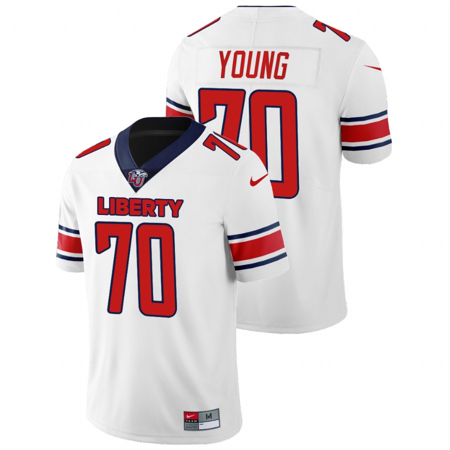 Liberty Flames Reggie Young College Football White Jersey