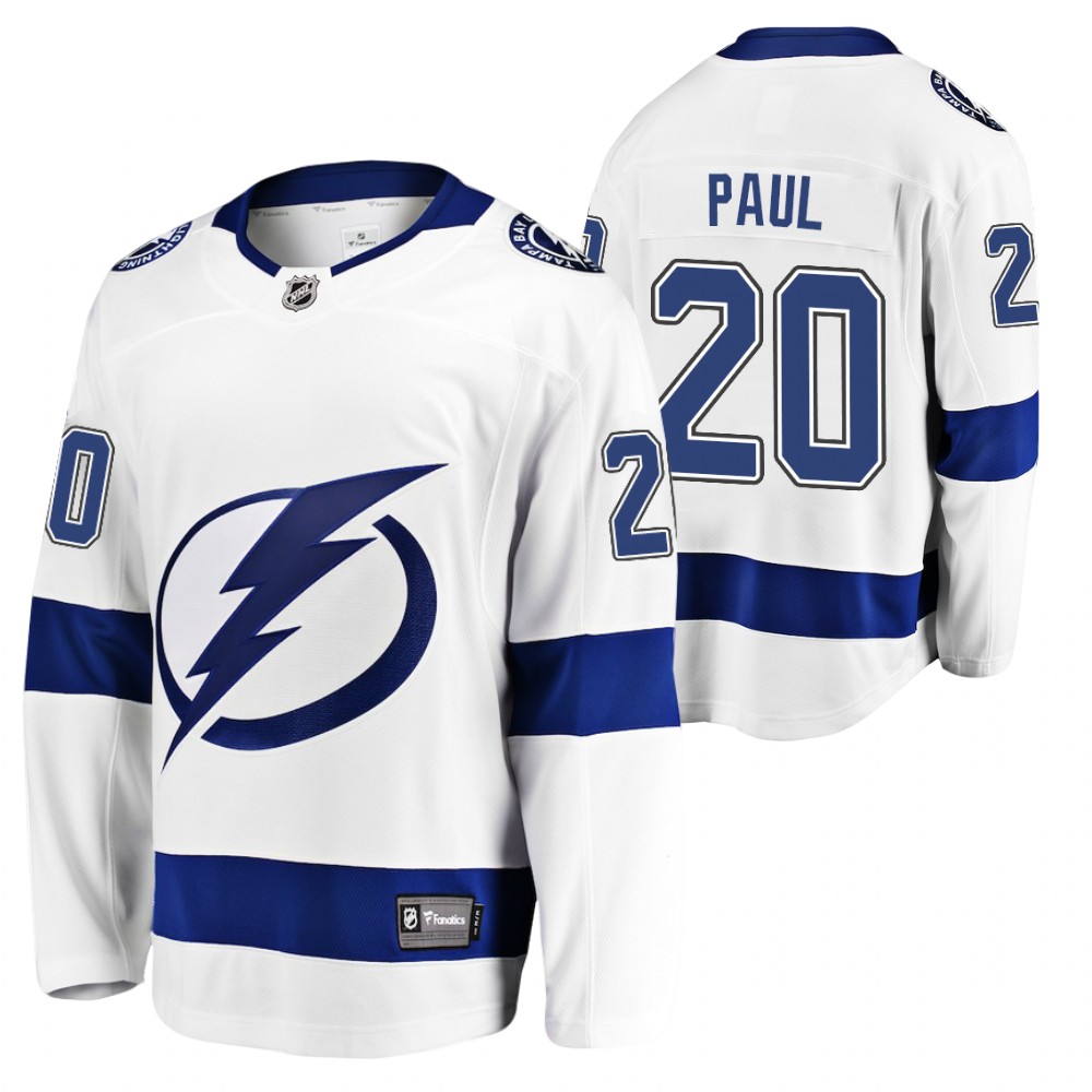 Lightning #20 Nick Paul White 2022 Away Jersey