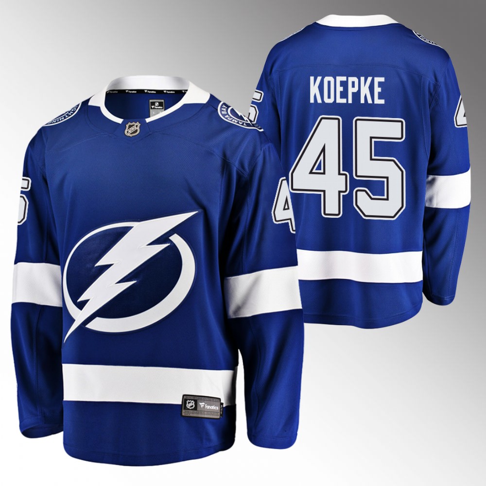 Lightning #45 Cole Koepke Blue Home Jersey