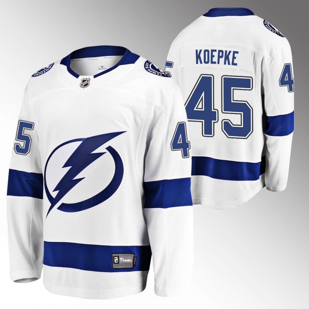 Lightning #45 Cole Koepke White Away Jersey