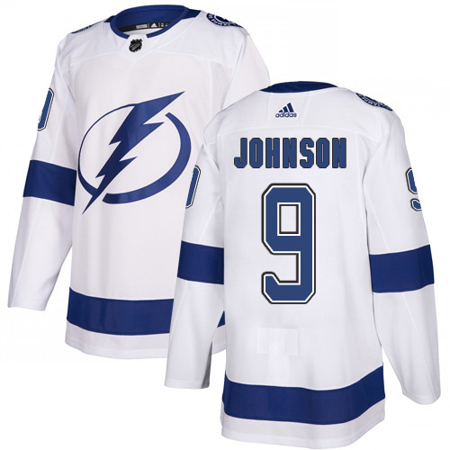 Lightning #9 Tyler Johnson White Road Authentic Stitched Hockey Jersey
