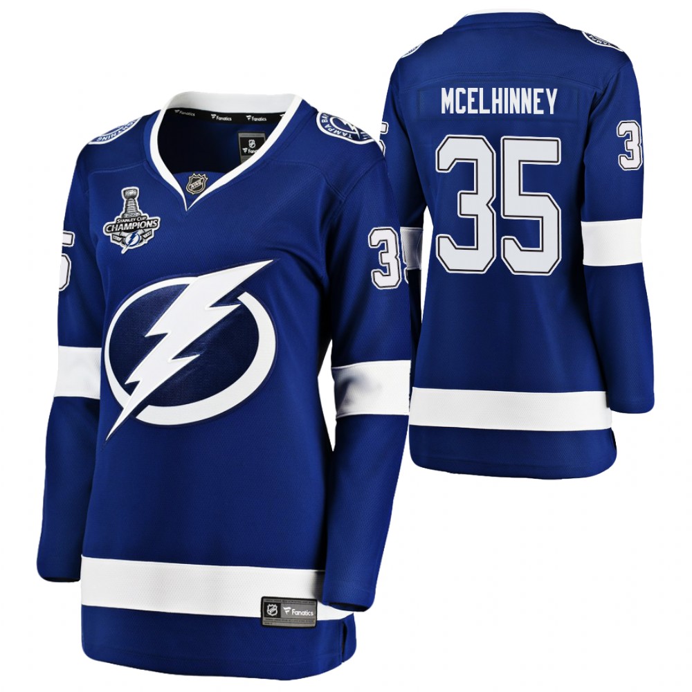 Lightning 2020 Stanley Cup Champions Curtis Mcelhinney Women Blue Home Jersey