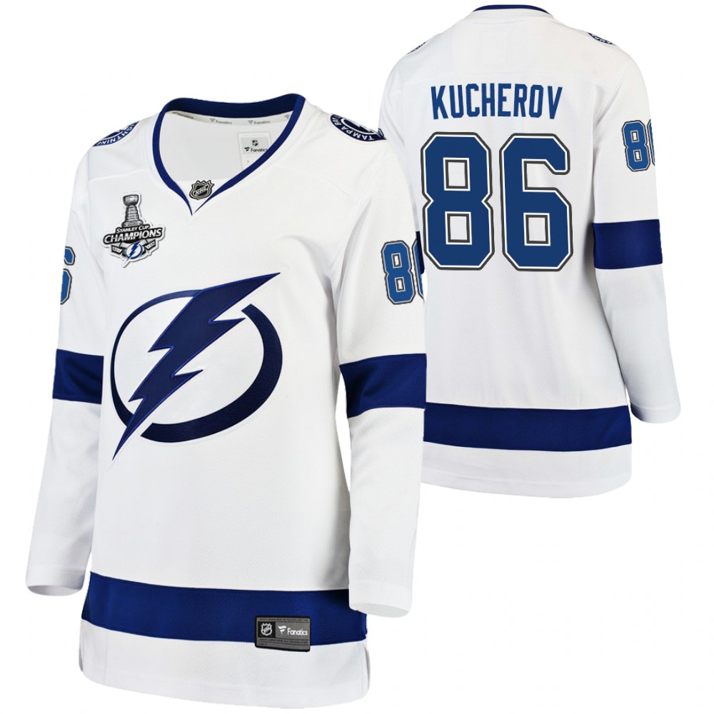 Lightning 2020 Stanley Cup Champions Nikita Kucherov Women White Away Jersey
