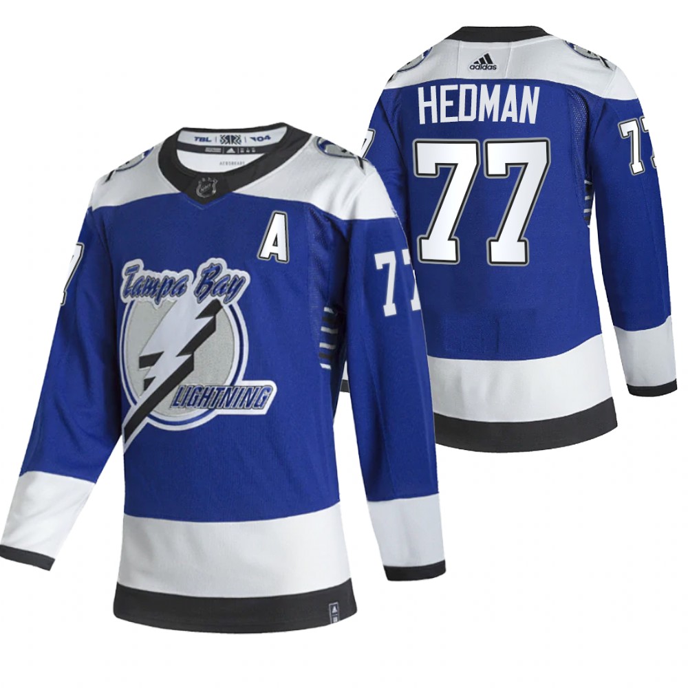 Lightning 2021 Reverse Retro #77 Victor Hedman Blue Jersey Authentic