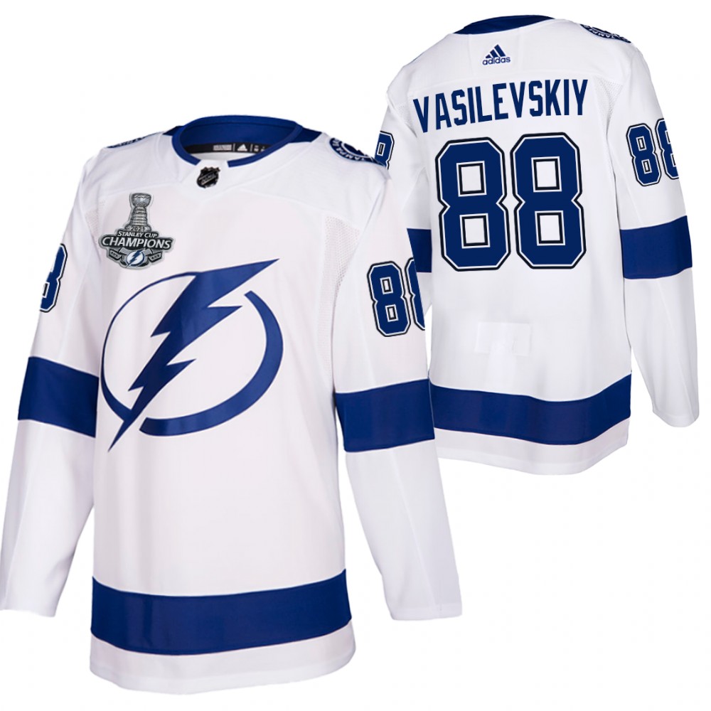 Lightning 2021 Stanley Cup Champions Andrei Vasilevskiy White Authentic Away Jersey