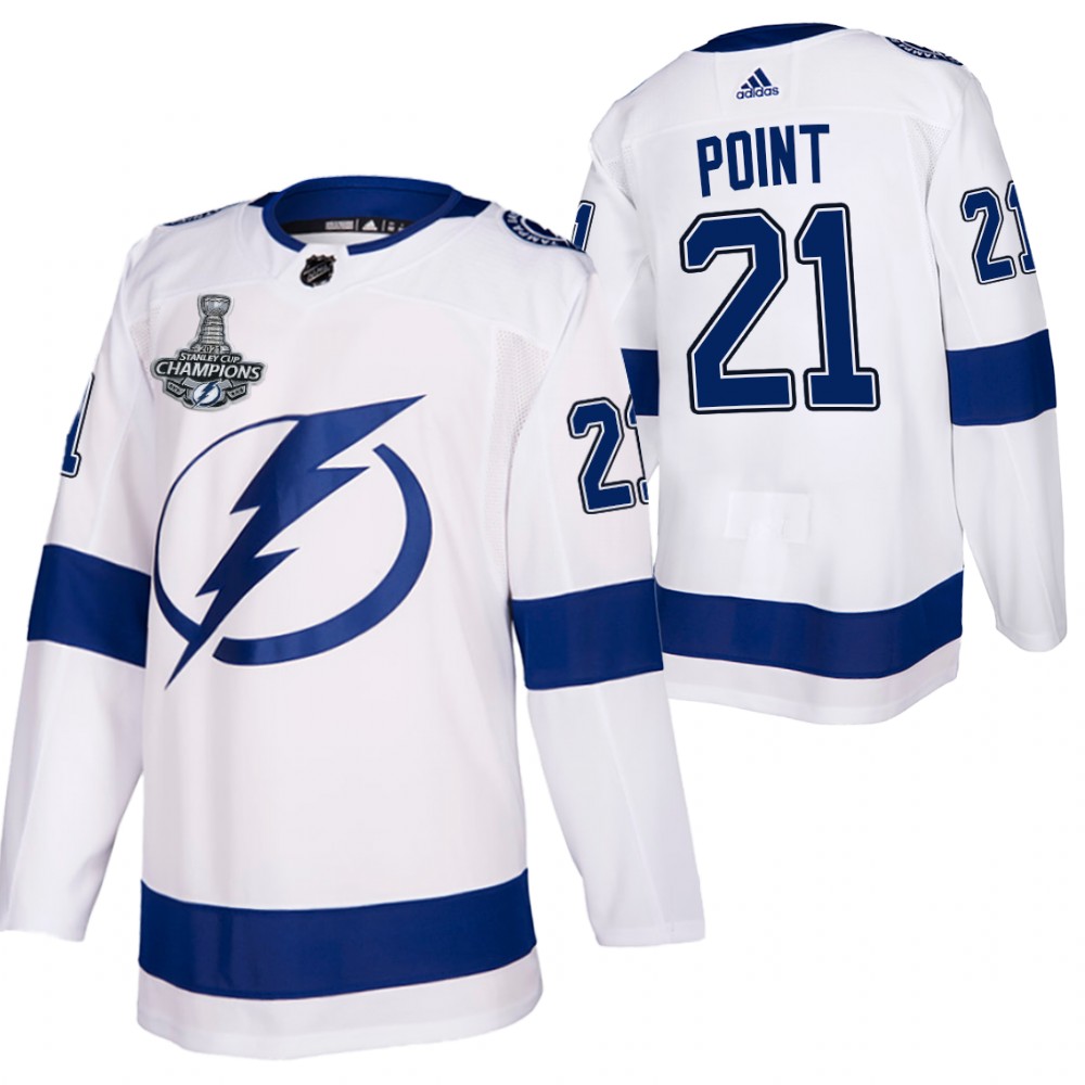 Lightning 2021 Stanley Cup Champions Brayden Point White Authentic Away Jersey