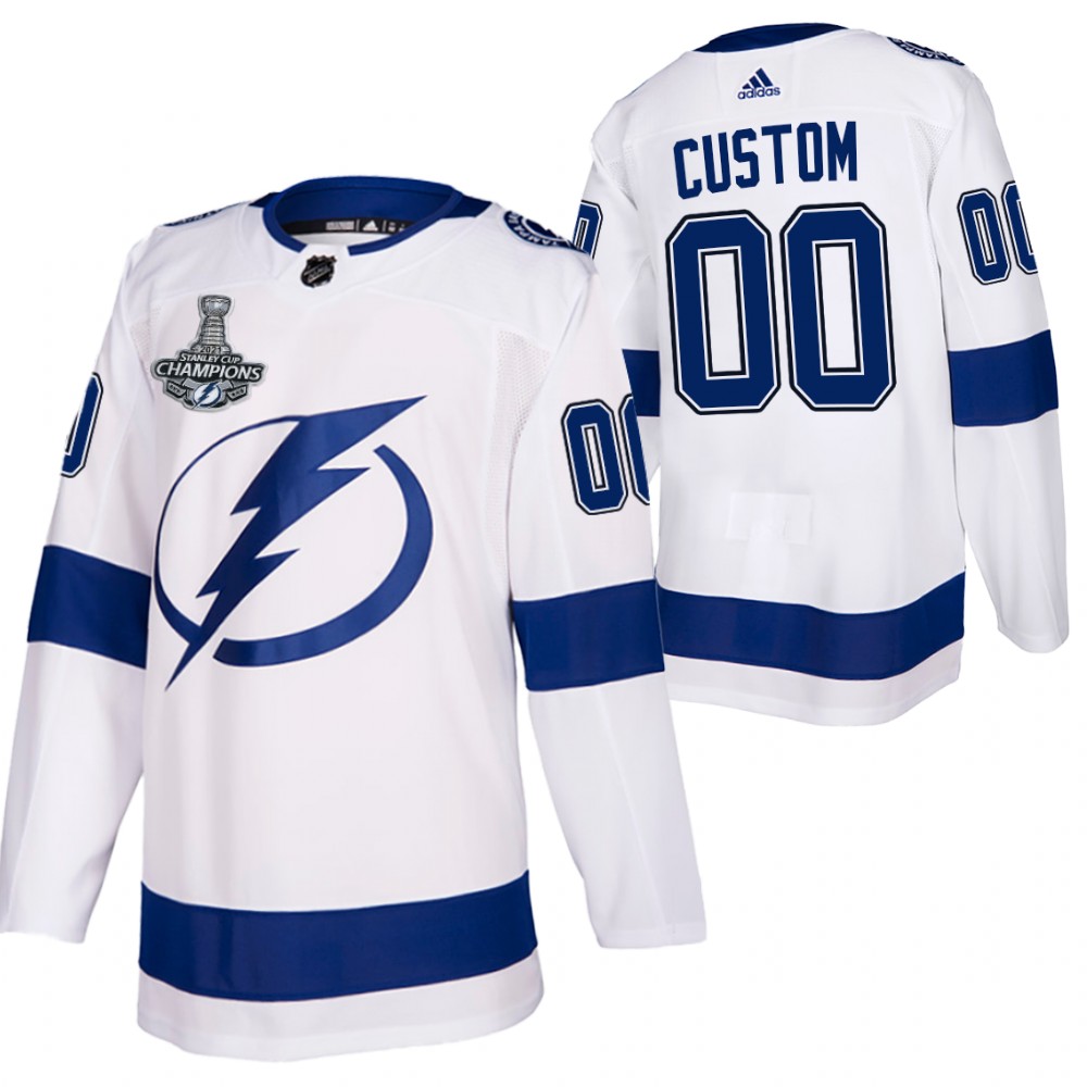 Lightning 2021 Stanley Cup Champions Custom White Authentic Away Jersey