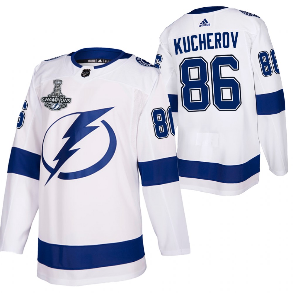 Lightning 2021 Stanley Cup Champions Nikita Kucherov White Authentic Away Jersey