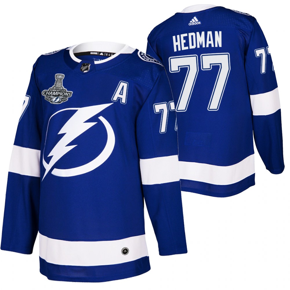 Lightning 2021 Stanley Cup Champions Victor Hedman Blue Authentic Patch Jersey