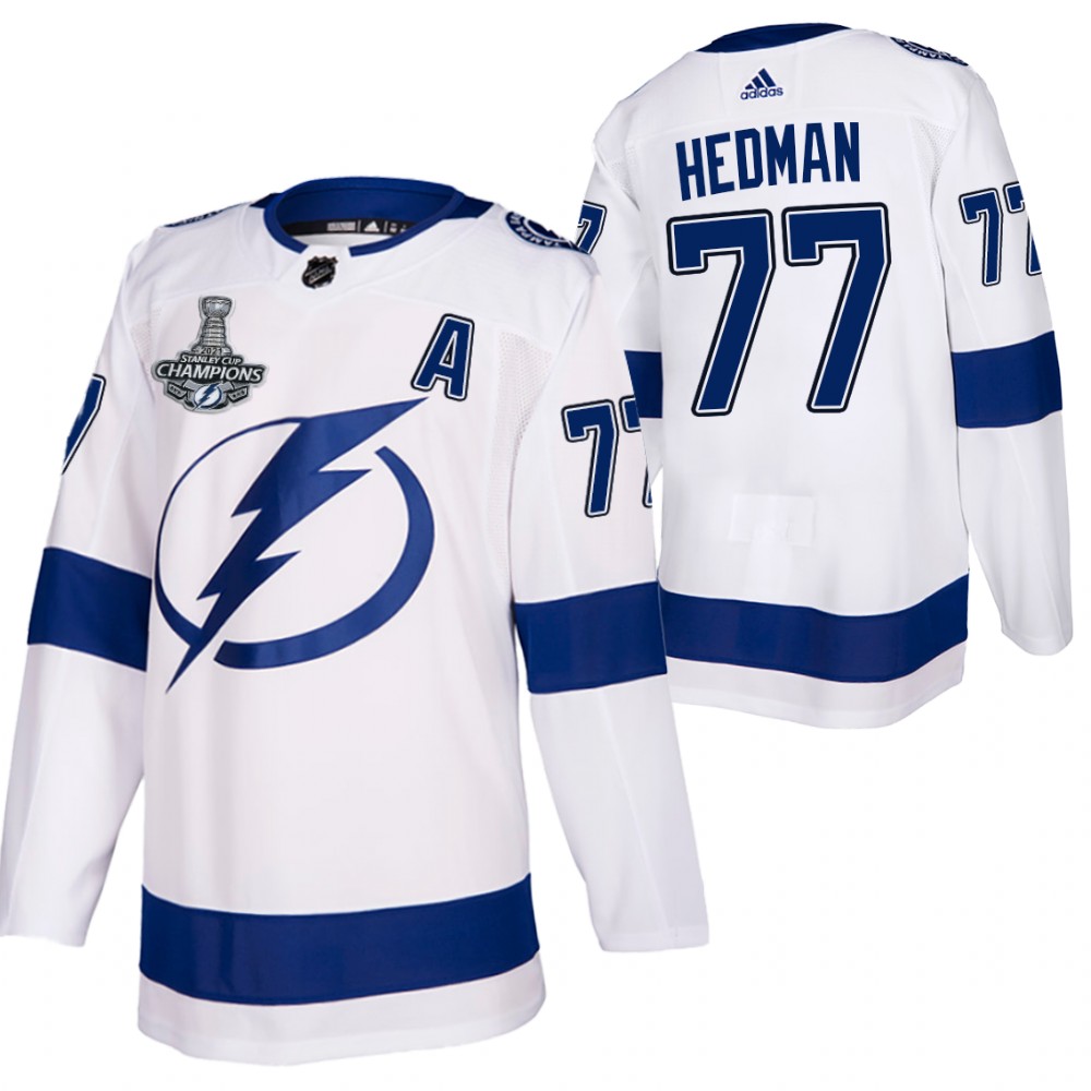 Lightning 2021 Stanley Cup Champions Victor Hedman White Authentic Away Jersey