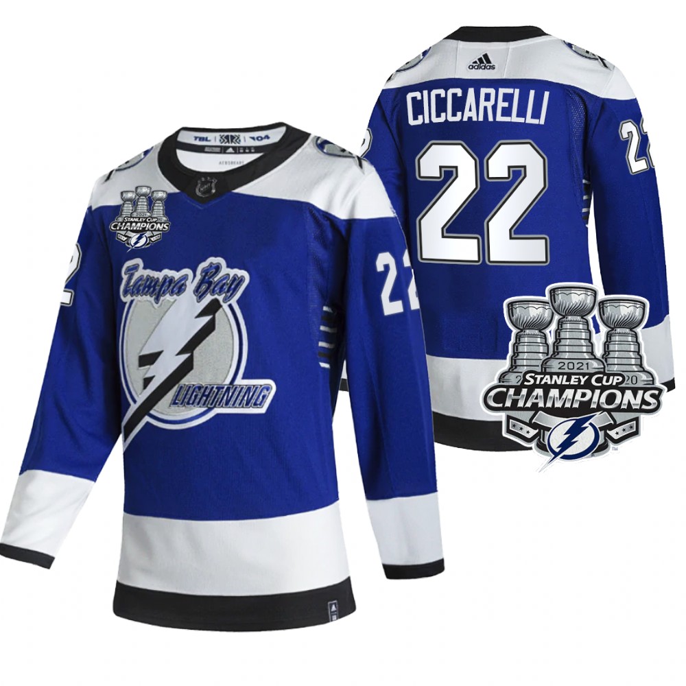 Lightning 3x Stanley Cup Champions Dino Ciccarelli Blue Reverse Retro Jersey
