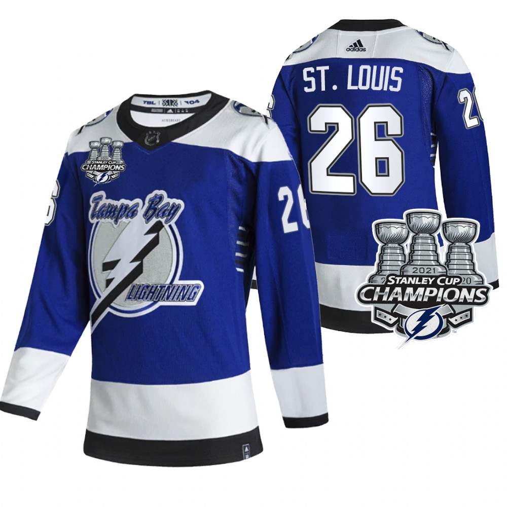 Lightning 3x Stanley Cup Champions Martin St. Louis Blue Reverse Retro Jersey