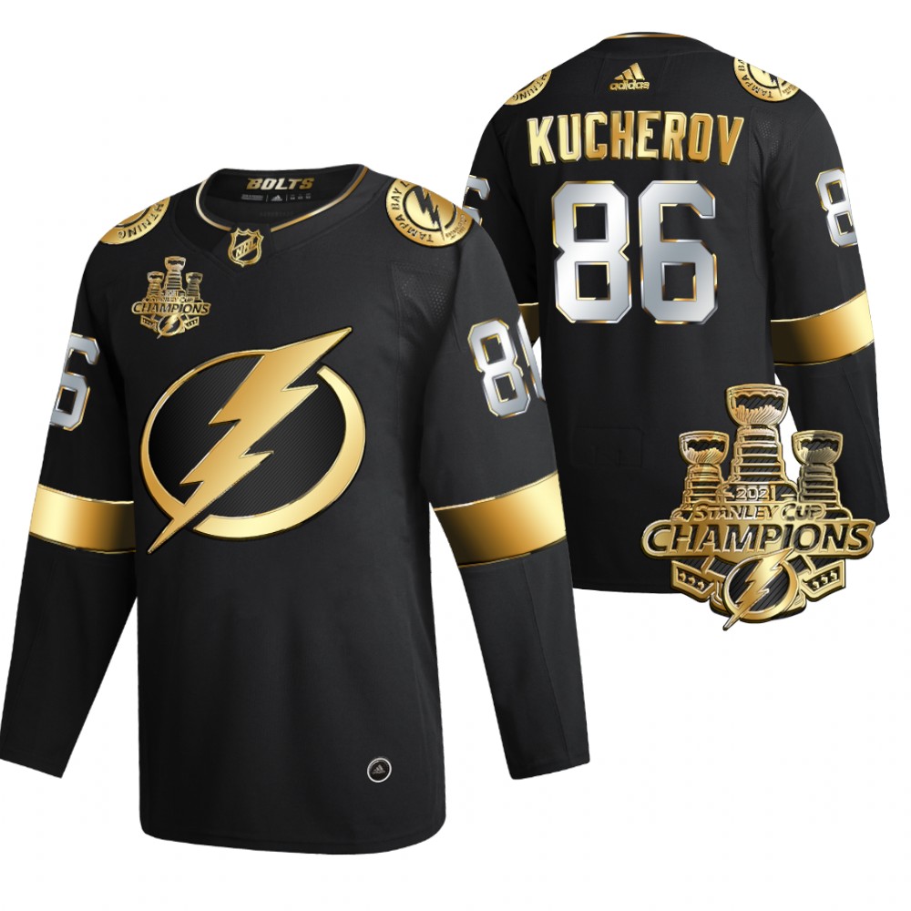Lightning 3x Stanley Cup Champions Nikita Kucherov Black Golden Authentic Jersey
