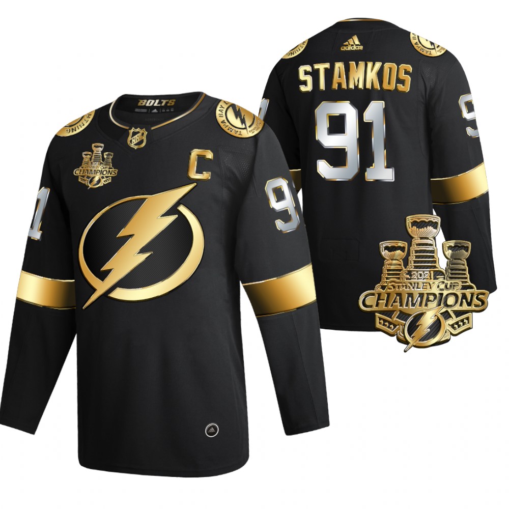 Lightning 3x Stanley Cup Champions Steven Stamkos Black Golden Authentic Jersey