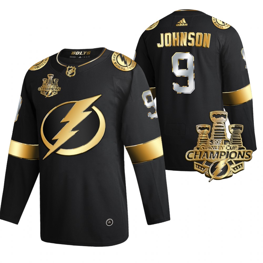 Lightning 3x Stanley Cup Champions Tyler Johnson Black Golden Authentic Jersey