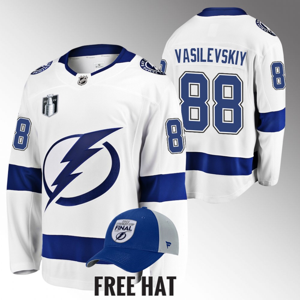 Lightning Andrei Vasilevskiy 2022 Stanley Cup Final White Jersey Away