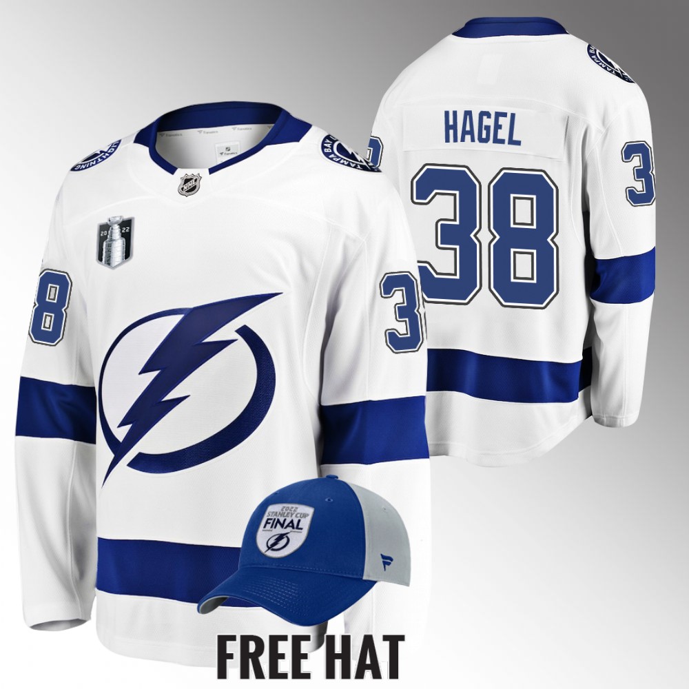 Lightning Brandon Hagel 2022 Stanley Cup Final White Jersey Away