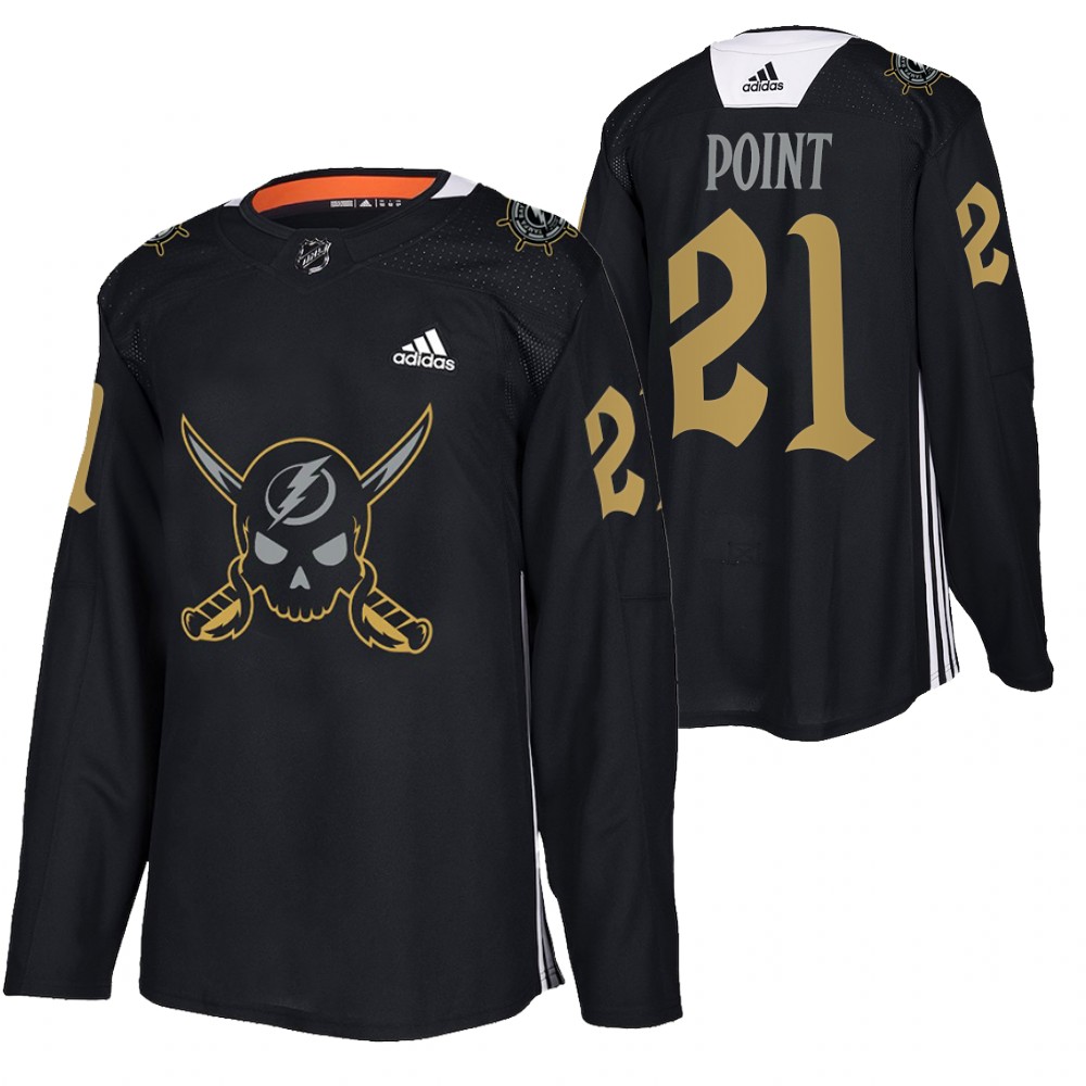 Lightning Brayden Point 2022 Gasparilla inspired Black Pirate-themed Warmup Jersey