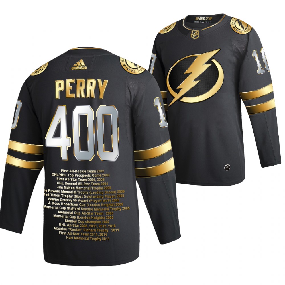 Lightning Corey Perry Golden Career Awards Black 400 Goals Jersey