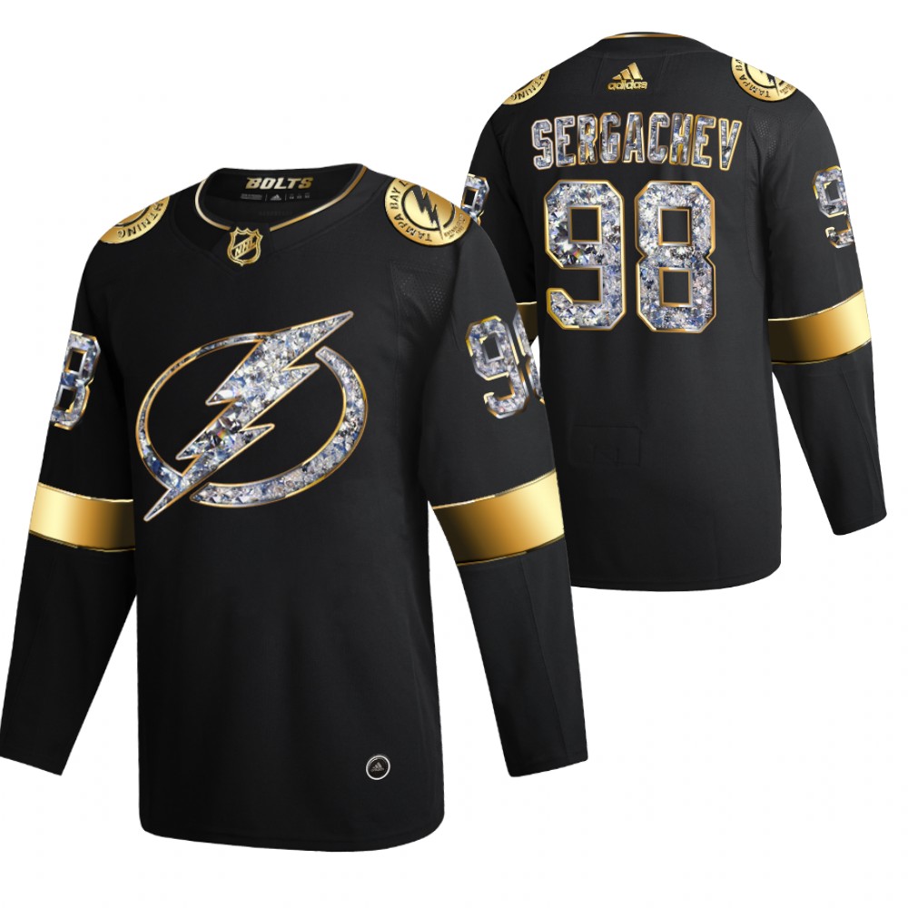 Lightning Mikhail Sergachev 2022 Stanley Cup Playoffs Black Diamond Edition Jersey