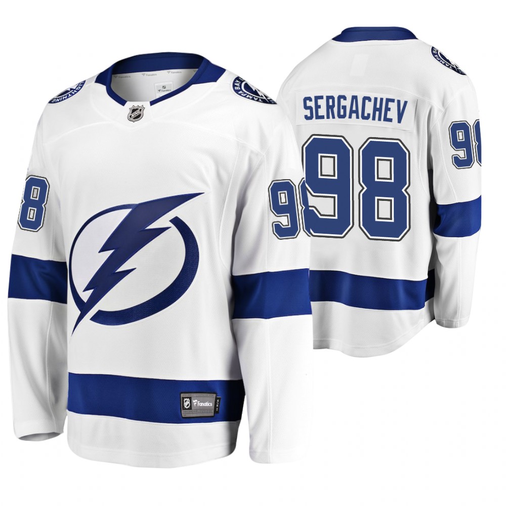 Lightning Mikhail Sergachev White-blue Breakaway Jersey