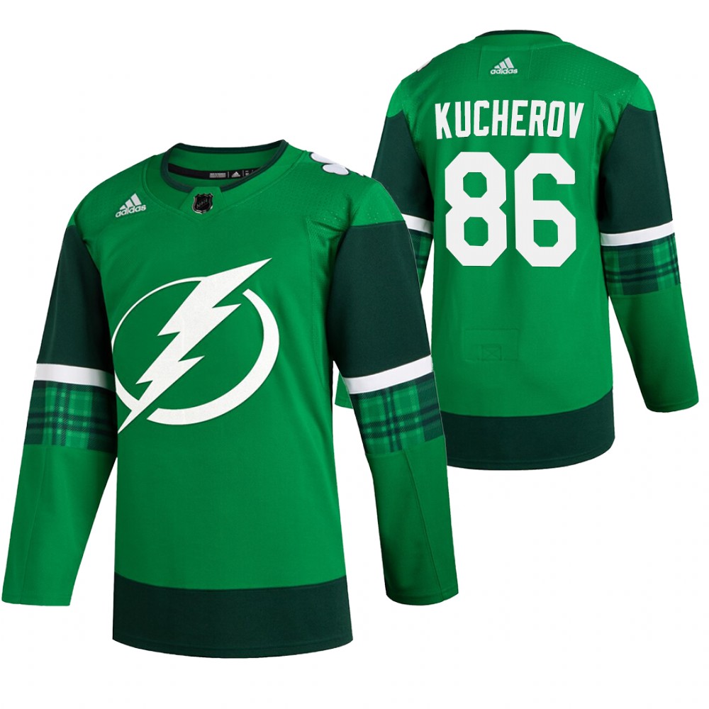 Lightning Nikita Kucherov 2020 St. Patrick's Day Green #86 Jersey Authentic Player