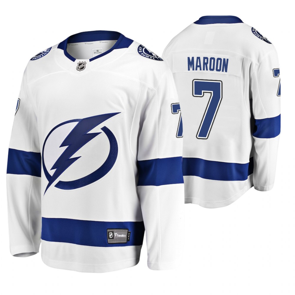 Lightning Pat Maroon White Away Breakaway Player Men's Jersey