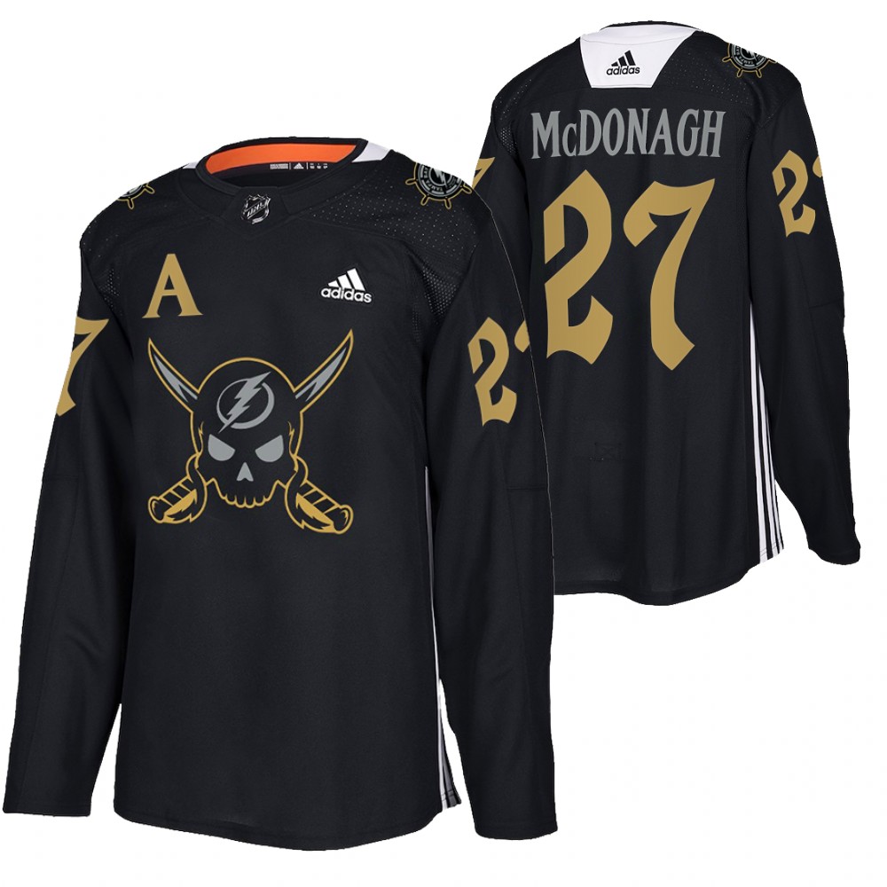 Lightning Ryan McDonagh 2022 Gasparilla inspired Black Pirate-themed Warmup Jersey