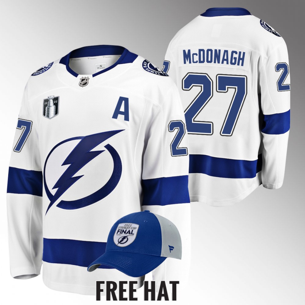 Lightning Ryan McDonagh 2022 Stanley Cup Final White Jersey Away