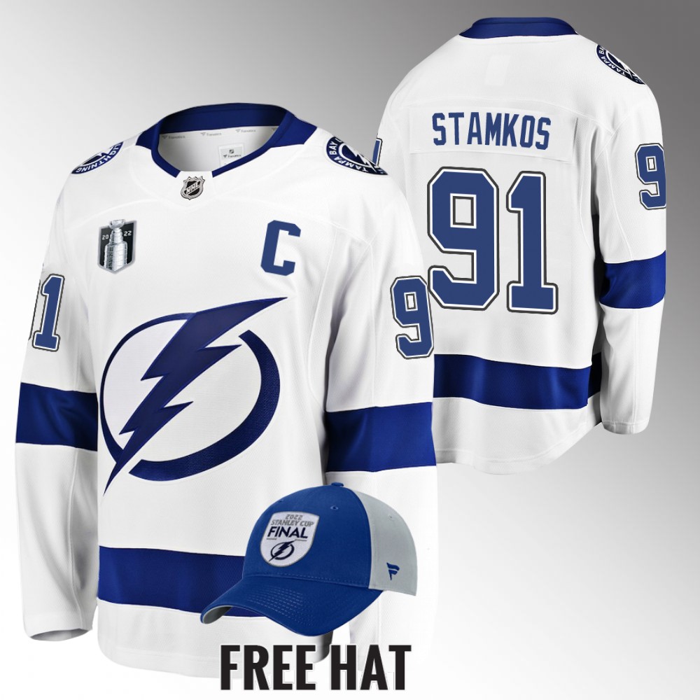 Lightning Steven Stamkos 2022 Stanley Cup Final White Jersey Away