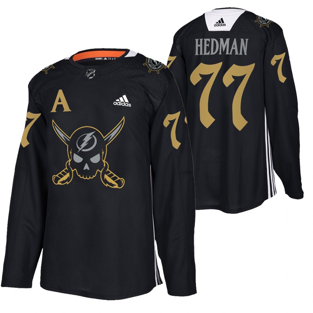 Lightning Victor Hedman 2022 Gasparilla inspired Black Pirate-themed Warmup Jersey