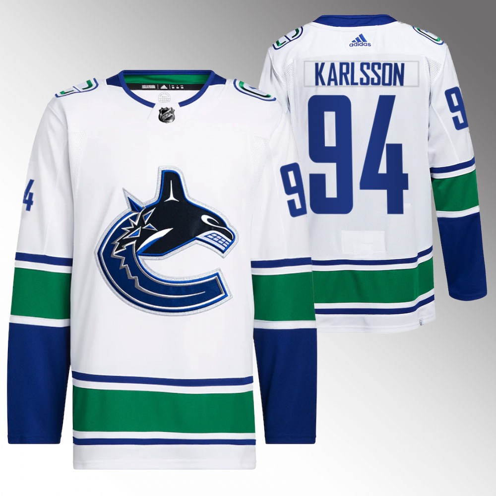 Linus Karlsson Vancouver Canucks White Primegreen Away Jersey
