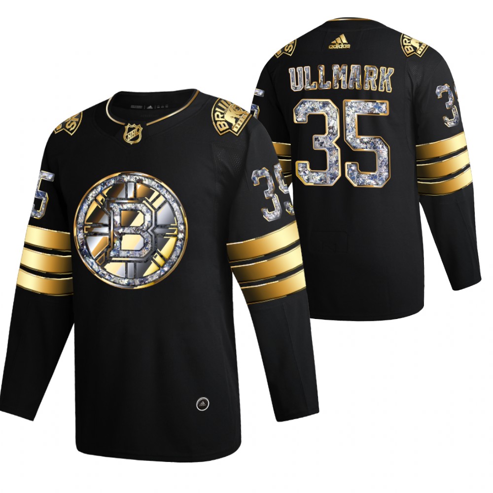 Linus Ullmark Bruins #35 Black Diamond Edition 2022 Stanley Cup Playoffs Jersey Stitched
