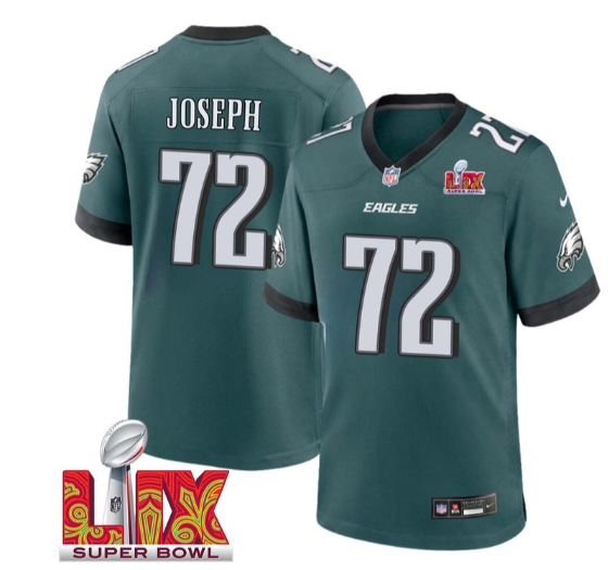 Linval Joseph No 72 Men Super Bowl LIX Philadelphia Eagles Home Game 2025 Jersey- Replica