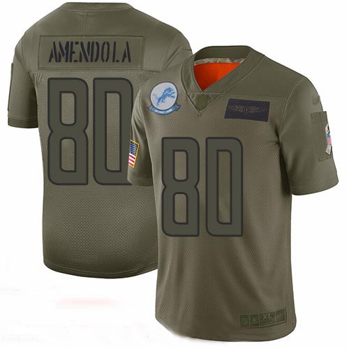 Lions #80 Danny Amendola Camo Men's Stitched Football Limited 2019 Salute To Service Jersey