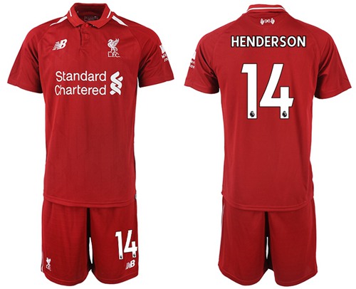 Liverpool #14 Henderson Red Home Soccer Club Jersey