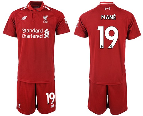 Liverpool #19 Mane Red Home Soccer Club Jersey
