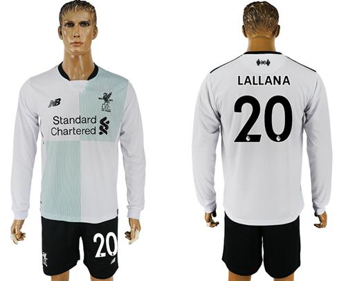 Liverpool #20 Lallana Away Long Sleeves Soccer Club Jersey