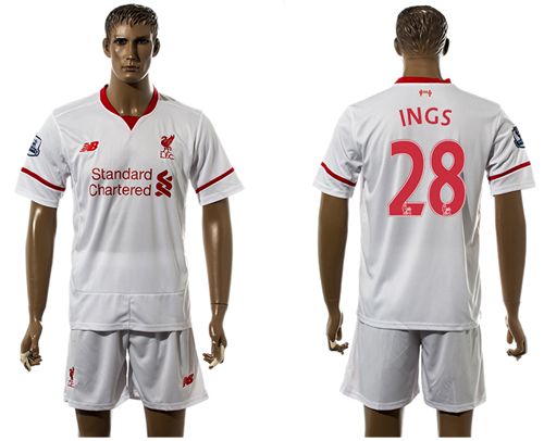 Liverpool #28 INGS White Soccer Club Jersey