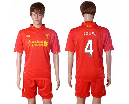 Liverpool #4 Toure Red Home Soccer Club Jersey