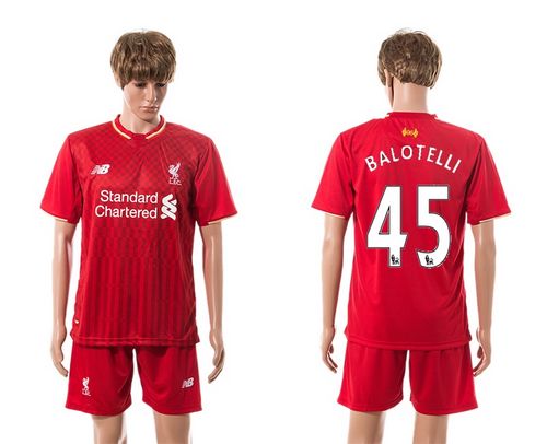 Liverpool #45 Balotelli Red Home Soccer Club Jersey