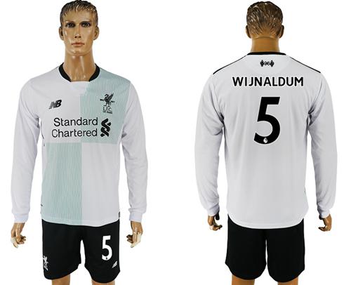 Liverpool #5 Wijnaldum Away Long Sleeves Soccer Club Jersey