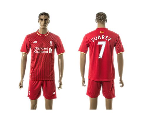 Liverpool #7 Suarez Red Home Soccer Club Jersey
