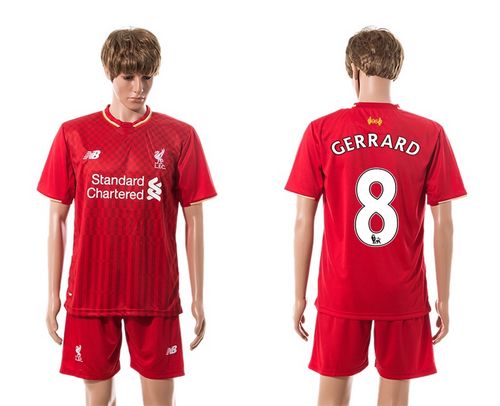 Liverpool #8 Gerrard Red Home Soccer Club Jersey